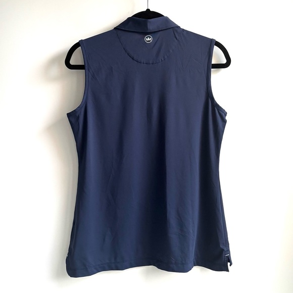 Peter Millar Golf Banded Sport Sleeveless Button Golf Shirts in Navy Blue Medium - Picture 5 of 17